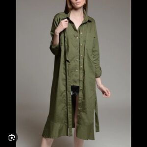 Zara Khaki Linen Button-Up Dress